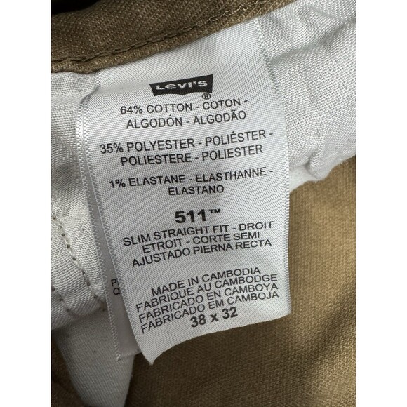 Levi's 511 Jeans Distressed Y2K Mens 38x32 Brown Slim Straight Denim Stretch - Picture 13 of 16